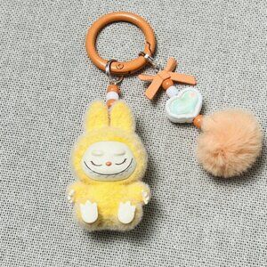 New Cute Yellow Labubu Bunny Keychain dangeler clip